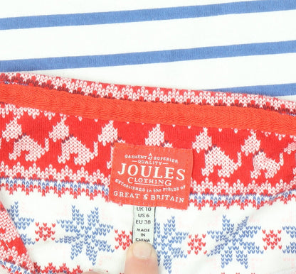 Joules Womens Multicoloured Striped Long Sleeve Cotton Top UK 10