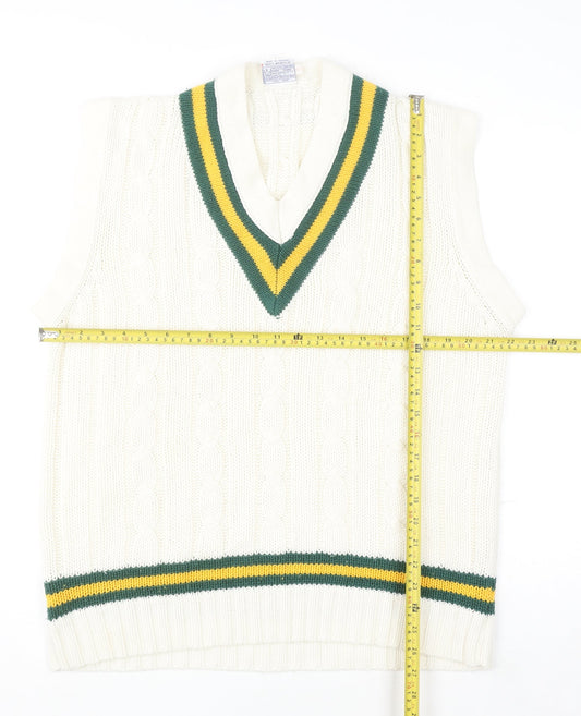 Test Men's Ivory Cable-Knit Cricket Vest Jumper XL