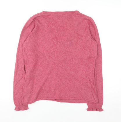 Principles Women Pink V-Neck Henley Jumper Size 16 Cotton Blend