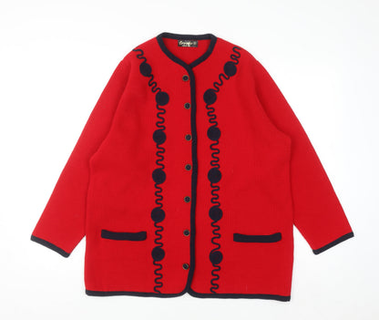 Womens UK Size M Errebe Red Cardigan Jumper