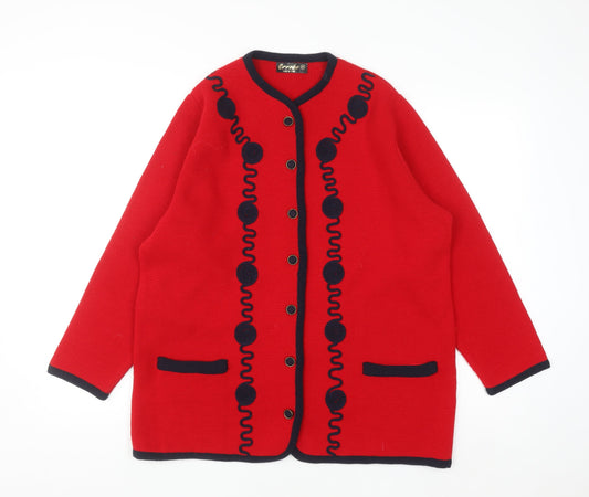 Womens UK Size M Errebe Red Cardigan Jumper
