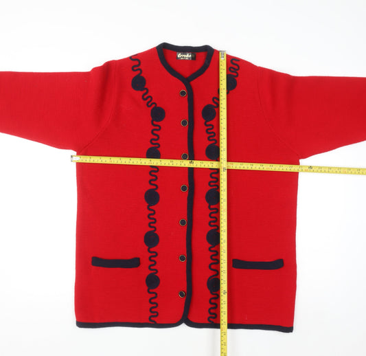 Womens UK Size M Errebe Red Cardigan Jumper