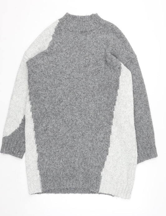 Topshop Women’s Grey Colourblock Knit Jumper Dress M
