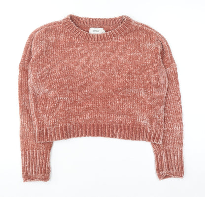 ONLY Womens Rust Chenille Knit Cropped Jumper Size S