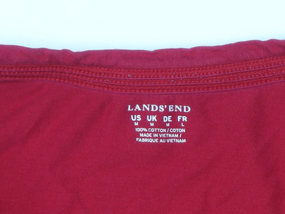 Lands' End Women's Red Button-Up Long Sleeve Cotton Top Size M