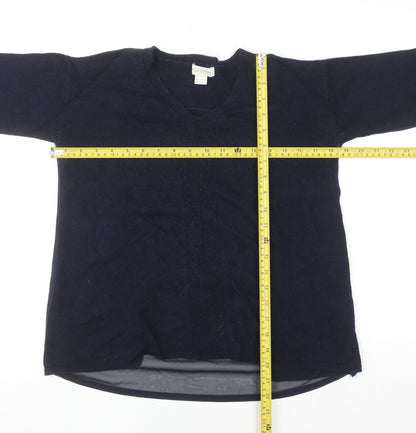 Monsoon Women Blue Wool Blend Tunic V-Neck Long Sleeve Blouse UK 10