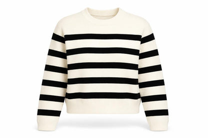 Zara Women’s Black White Striped Crew Neck Knit Jumper Size S