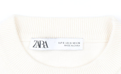 ZARA Women’s Black White Striped Crew Neck Knit Jumper Size S