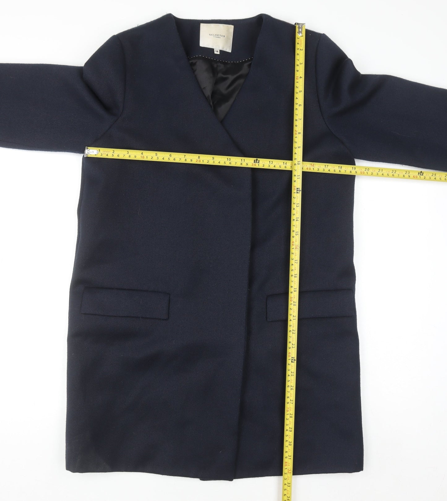 Womens UK Size 10 Selected Femme Blue Overcoat