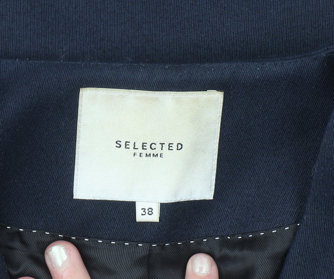 Womens UK Size 10 Selected Femme Blue Overcoat