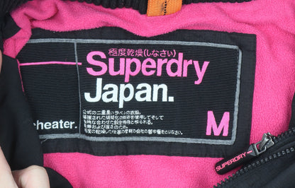 Superdry Women Black Hooded Puffer Jacket M Water Resistant