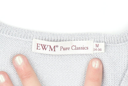 EWM Pure Classics Women Silver Knit Short Sleeve Top Size 14