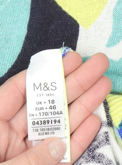 Marks and Spencer Womens Multicoloured Floral V-Neck Blouse Size 18
