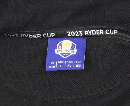 Ryder Cup Boys Black Full Zip Hoodie 11-12 Years Cotton Blend