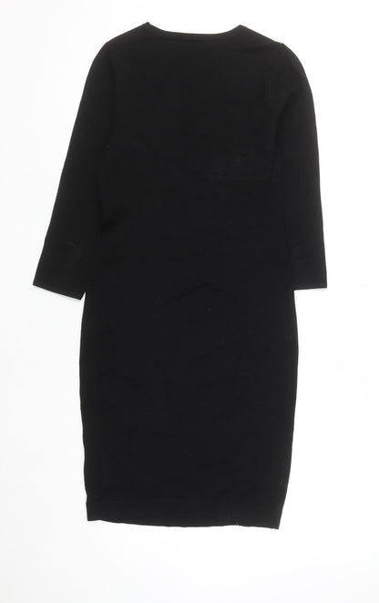 Karen Millen Women’s Black Bodycon Knit Dress Size 6 3/4 Sleeve