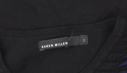 Karen Millen Women’s Black Bodycon Knit Dress Size 6 3/4 Sleeve