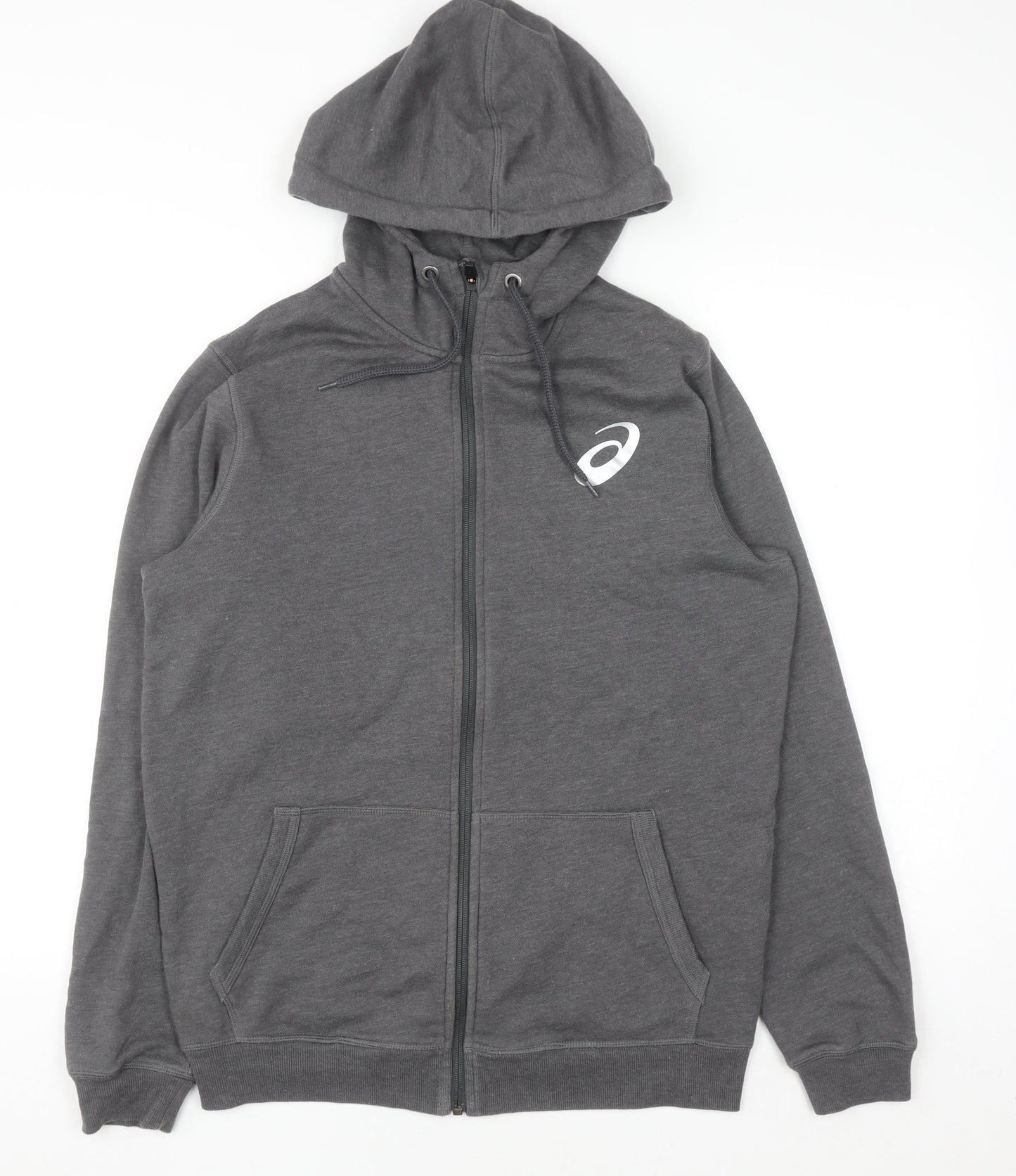 Mens UK Size M ASICS Grey Full Zip Hoodie