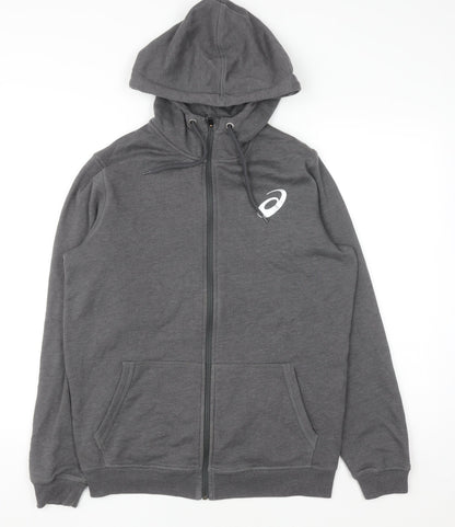 Mens UK Size M ASICS Grey Full Zip Hoodie