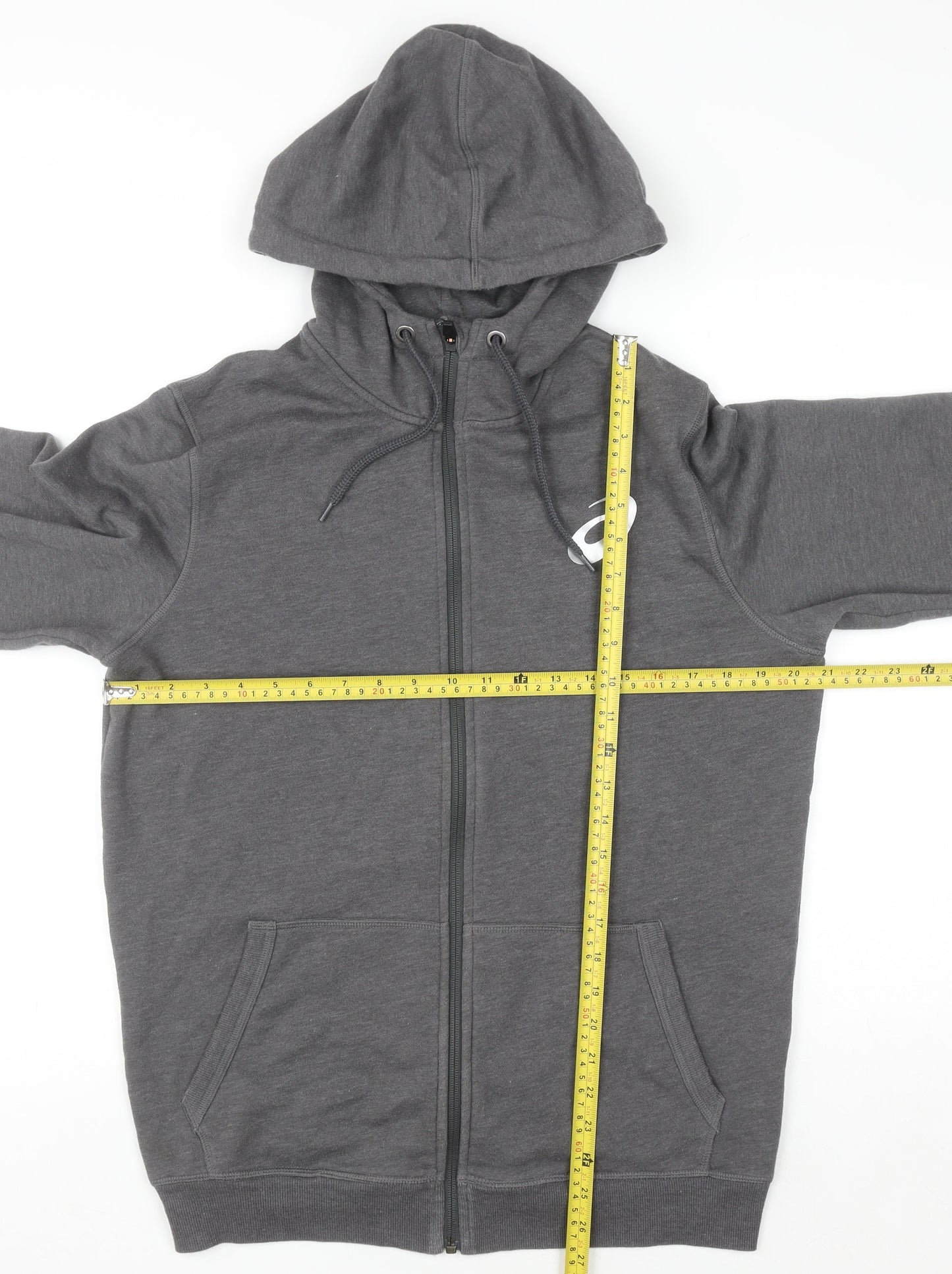Mens UK Size M ASICS Grey Full Zip Hoodie
