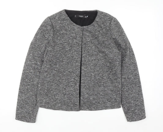 Mango Women Grey Regular Fit Tweed Blazer Jacket Size 8
