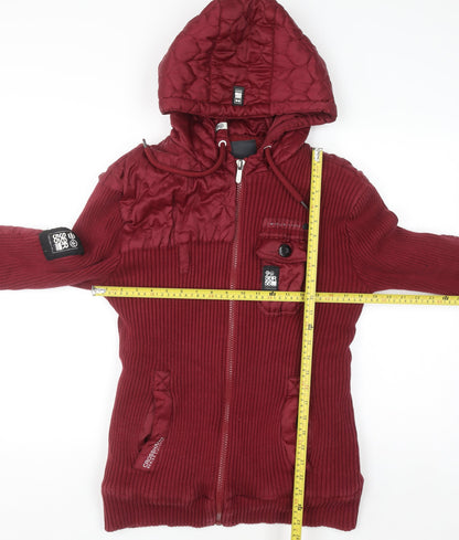 Crosshatch Women’s Red 2XL Hooded Full Zip Bomber Jacket