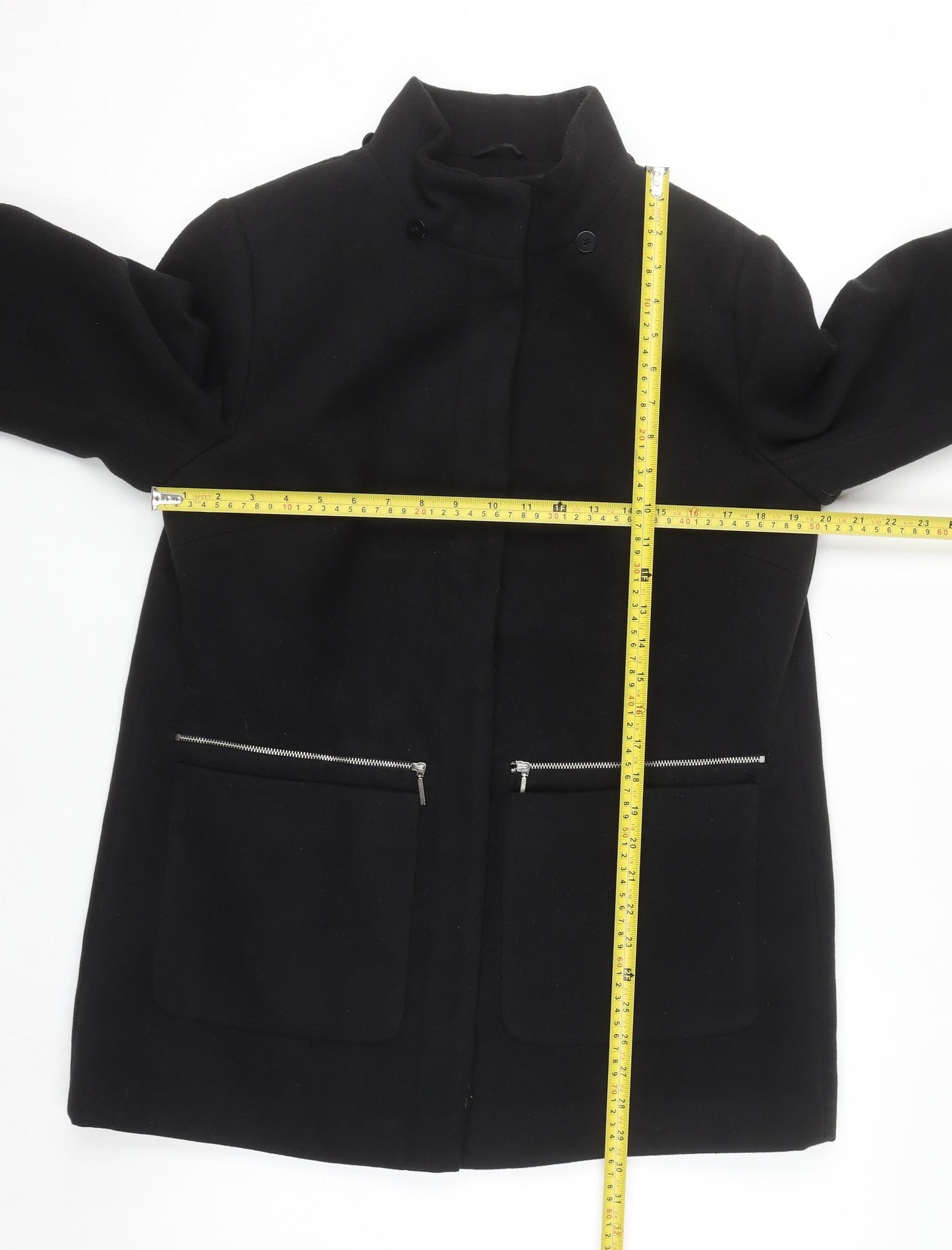 Womens UK Size 14 Debenhams Black Overcoat