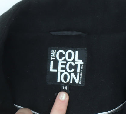 Womens UK Size 14 Debenhams Black Overcoat