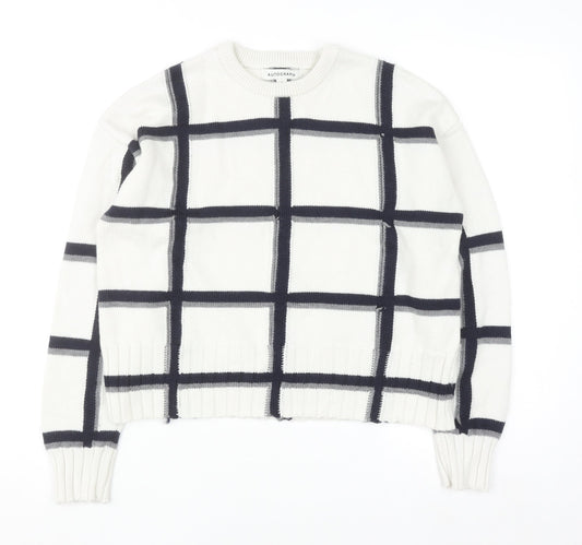 Marks and Spencer Women White Check Knit Pullover Jumper M