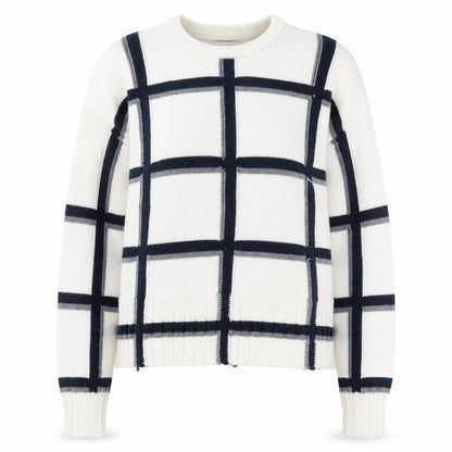 Marks & Spencer Women White Check Knit Pullover Jumper M