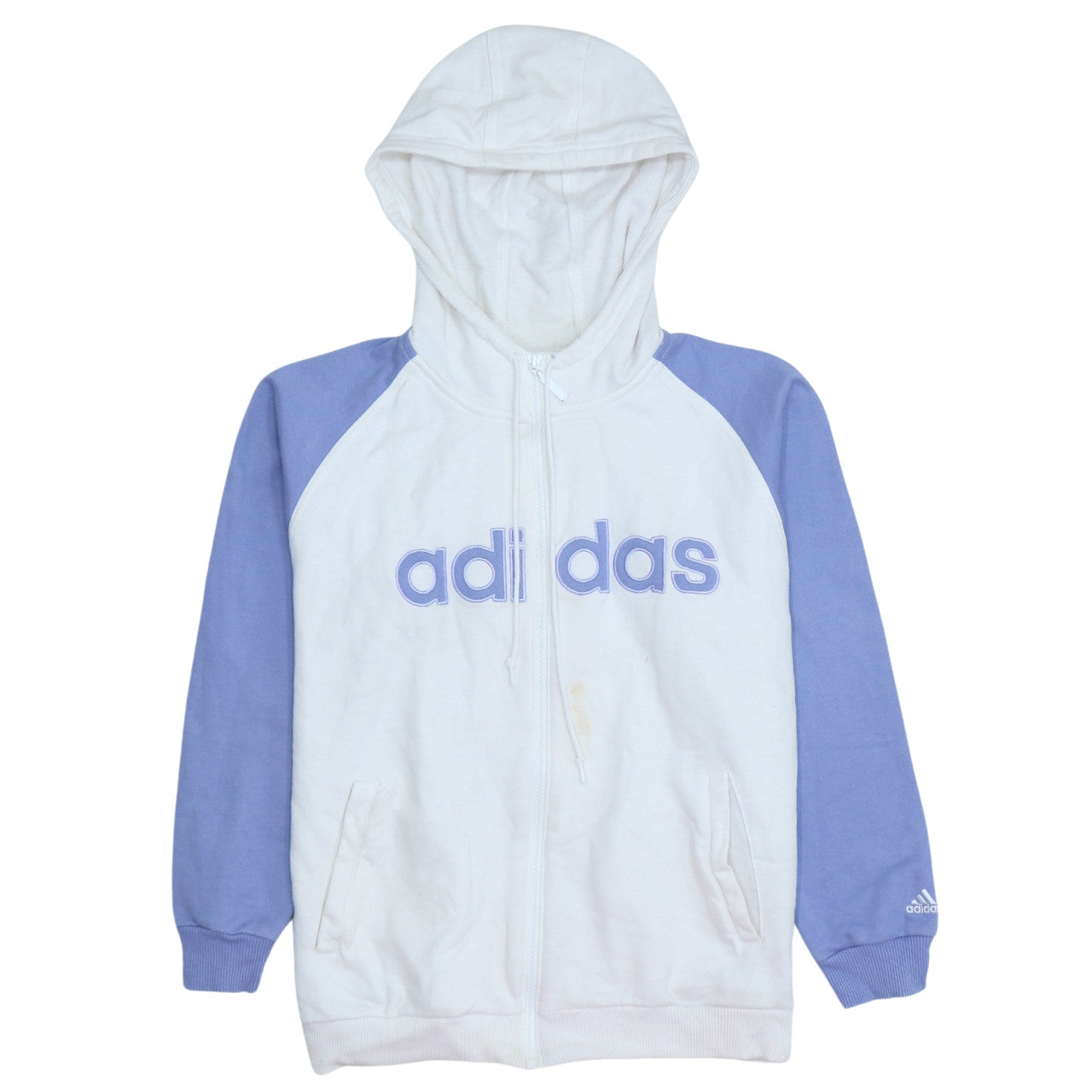 Womens UK Size 14 adidas White Full Zip Hoodie