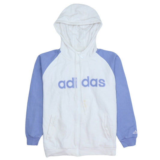 Womens UK Size 14 adidas White Full Zip Hoodie