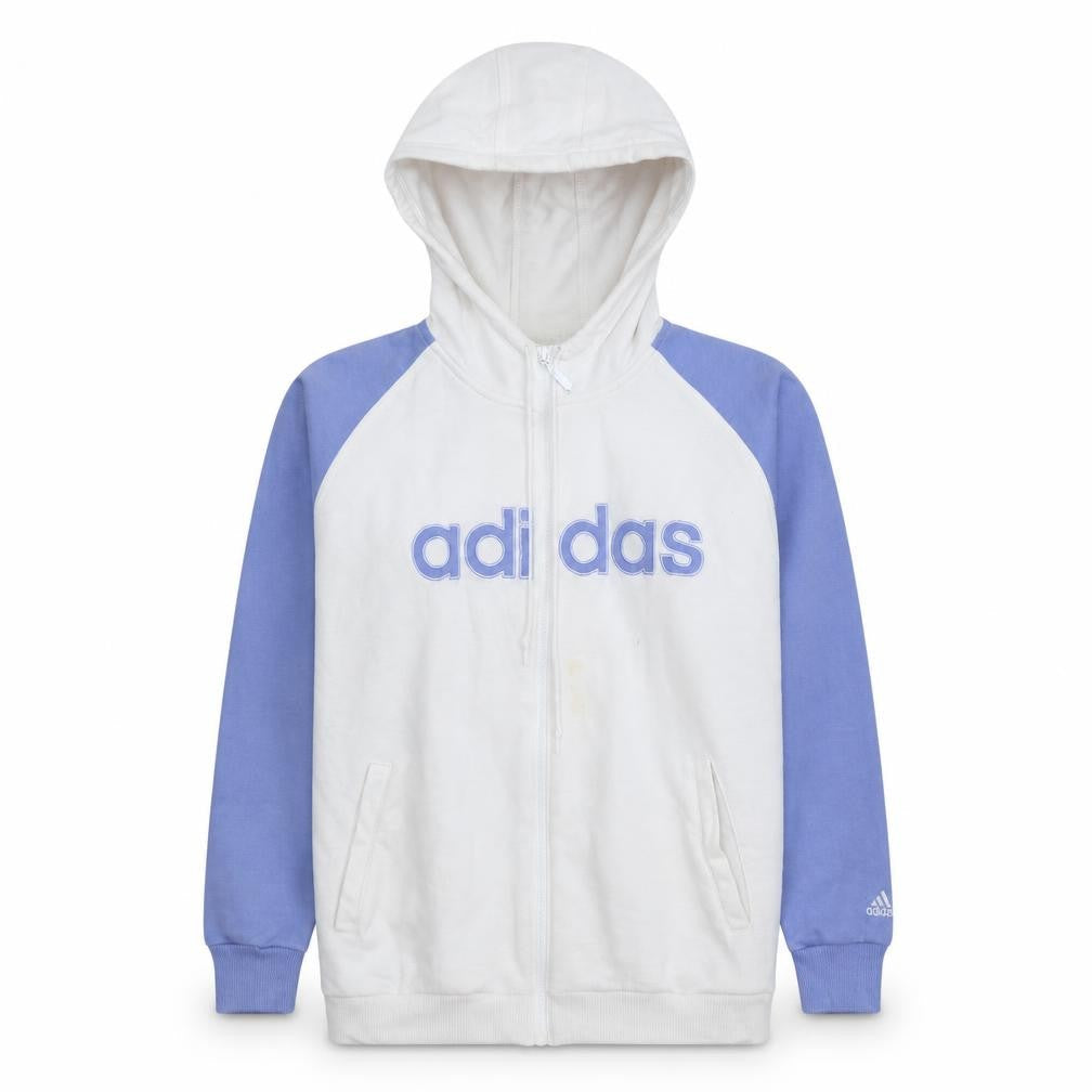 Womens UK Size 14 adidas White Full Zip Hoodie