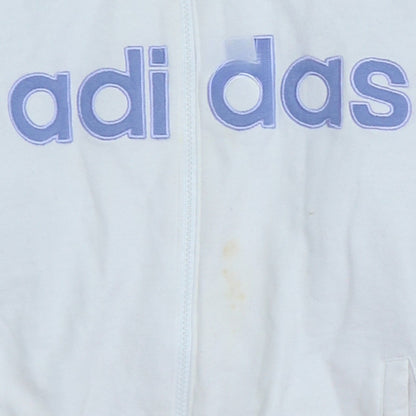 Womens UK Size 14 adidas White Full Zip Hoodie