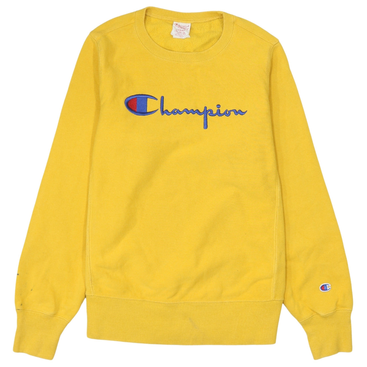 Mens UK Size L Champion Yellow Pullover Sweatshirt