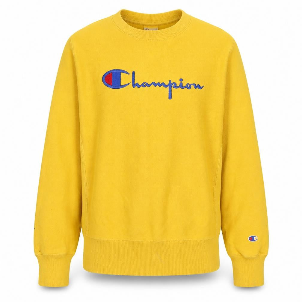 Mens UK Size L Champion Yellow Pullover Sweatshirt