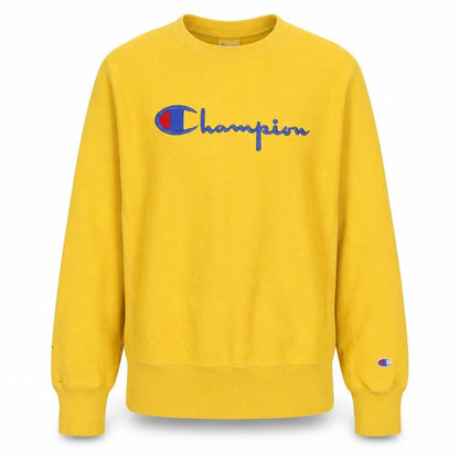 Mens UK Size L Champion Yellow Pullover Sweatshirt