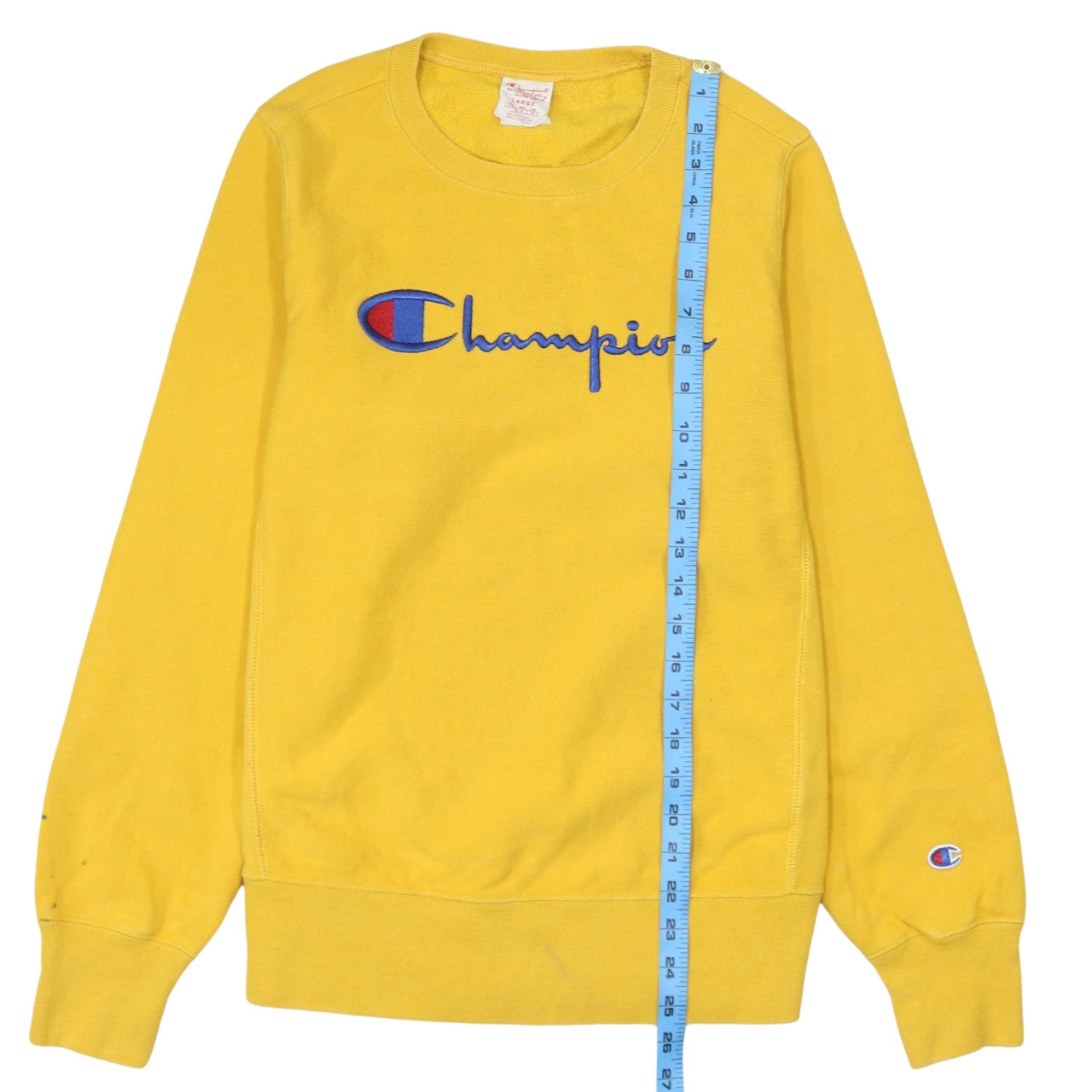 Mens UK Size L Champion Yellow Pullover Sweatshirt
