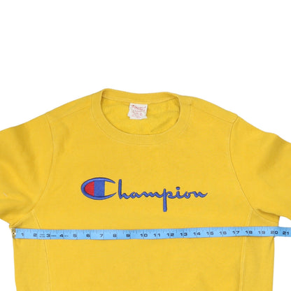 Mens UK Size L Champion Yellow Pullover Sweatshirt