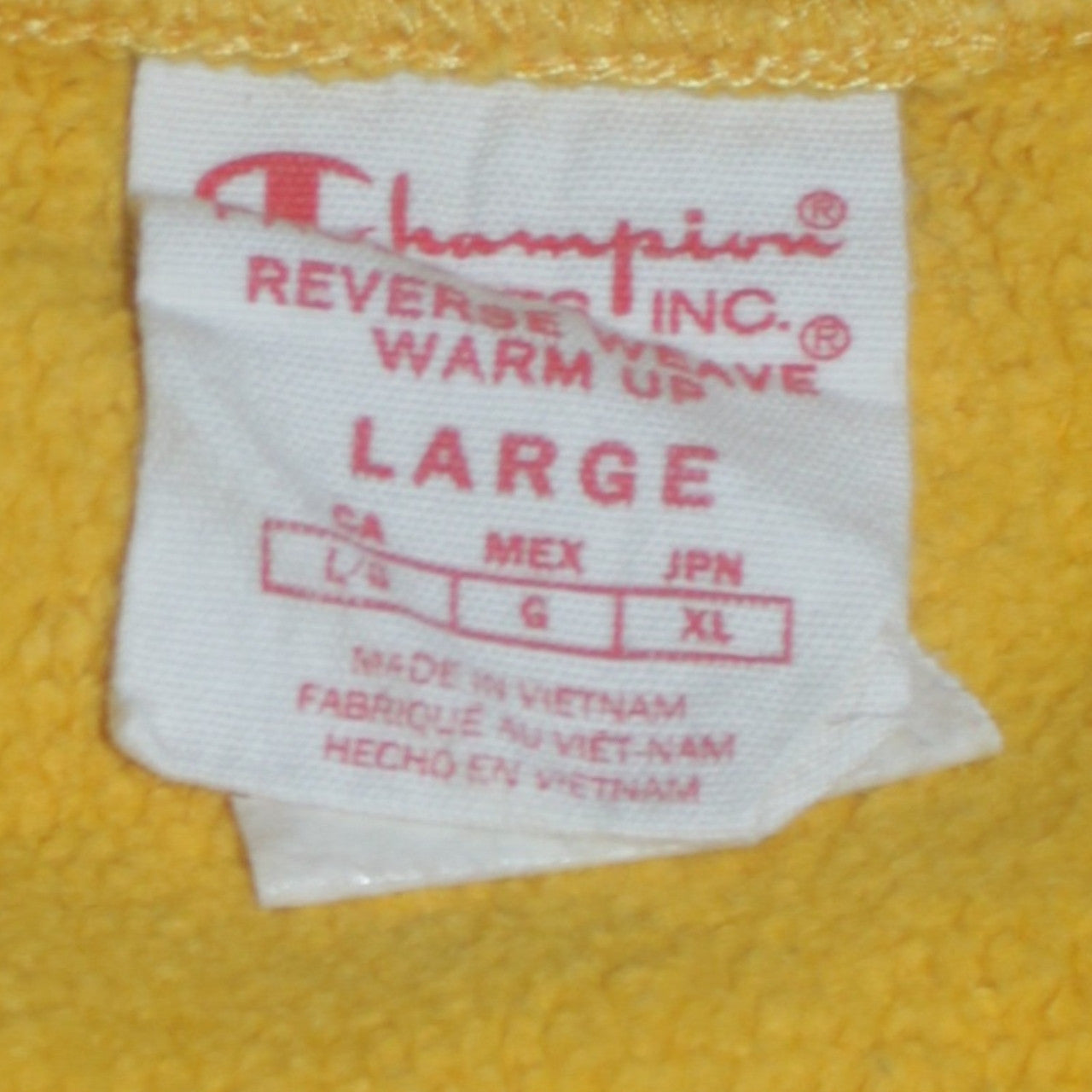 Mens UK Size L Champion Yellow Pullover Sweatshirt