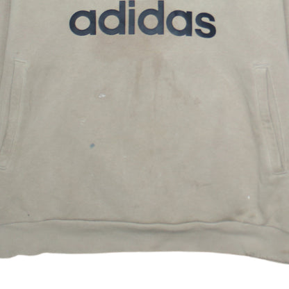 Adidas Boys Beige Hooded Pullover Hoodie XL 15-16 Years Logo Print