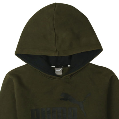 Puma Boys Khaki Green Pullover Hoodie 13-14 Years Logo Sweatshirt