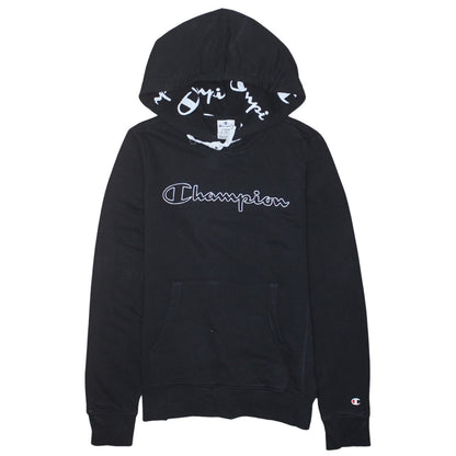 Champion Women's Black Large Pullover Hoodie with Logo Print