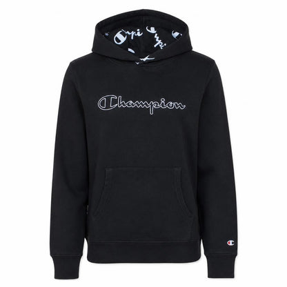 Champion Women's Black Large Pullover Hoodie with Logo Print
