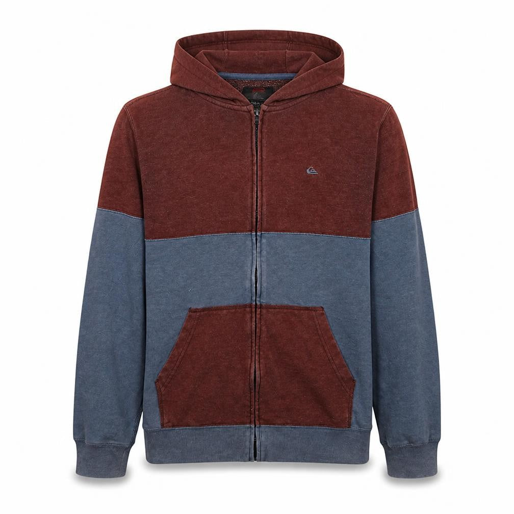 Quiksilver Men's Brown Full Zip Hoodie Size S Fleece Casual