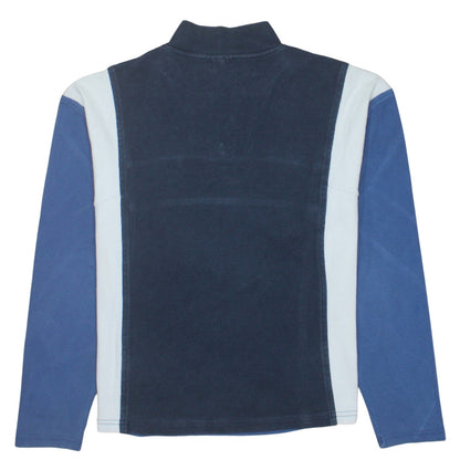Reebok Mens Blue 1/4 Zip Fleece Sweatshirt M Regular Vintage Sports