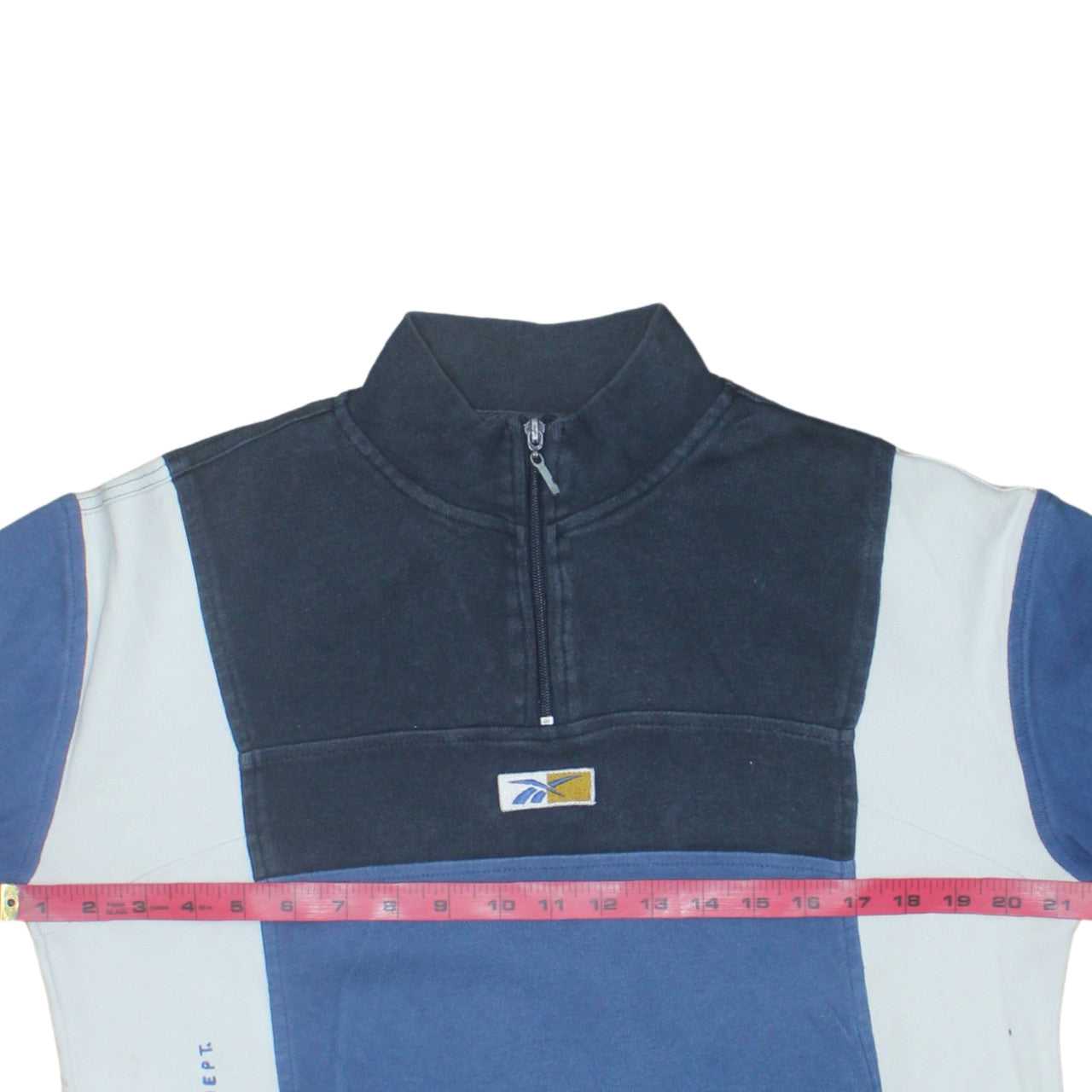 Reebok Mens Blue 1/4 Zip Fleece Sweatshirt M Regular Vintage Sports