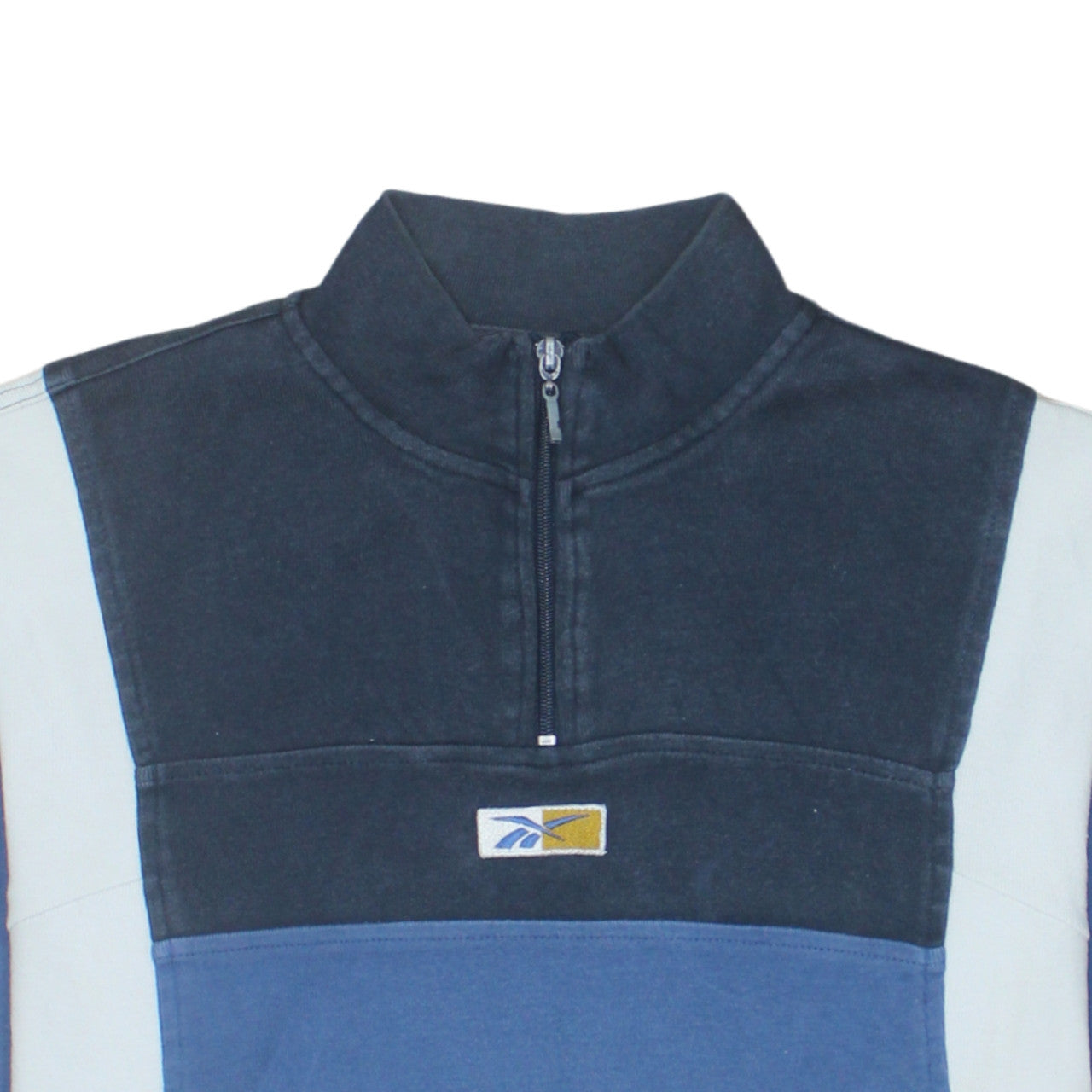 Reebok Mens Blue 1/4 Zip Fleece Sweatshirt M Regular Vintage Sports