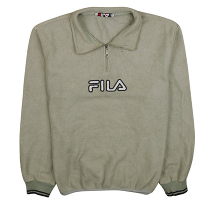 FILA Men’s Green 1/4 Zip Fleece Jacket Size M Retro Sportswear