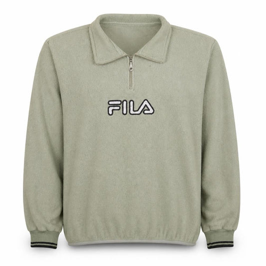 FILA Men’s Green 1/4 Zip Fleece Jacket Size M Retro Sportswear
