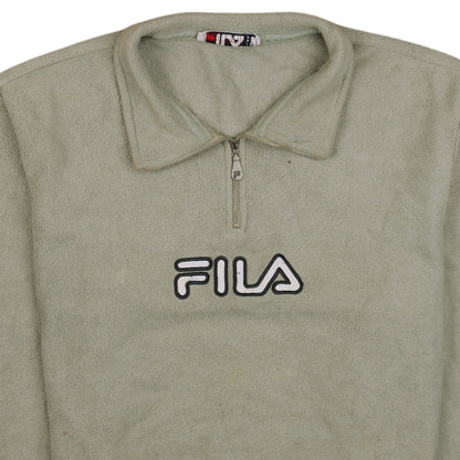 FILA Men’s Green 1/4 Zip Fleece Jacket Size M Retro Sportswear